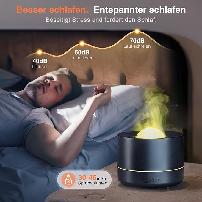 Essential Oil Diffuser, Colorful Flame Fire Diffuser, Bedroom Atmosphere Light, Starry Sky Projection Light, Cold Mist Aromatherapy with Automatic Shut-Off Protection. Suitable for Home, Office