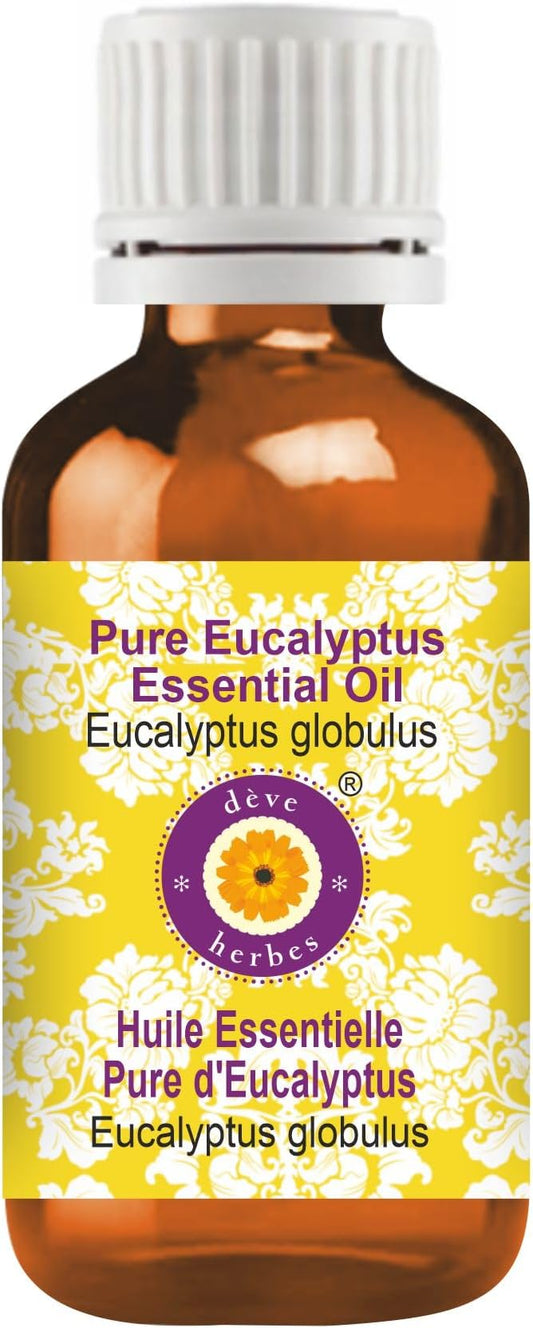 Deve Herbes Pure Eucalyptus Essential Oil (Eucalyptus globulus) Steam Distilled 2ml (0.06 oz)
