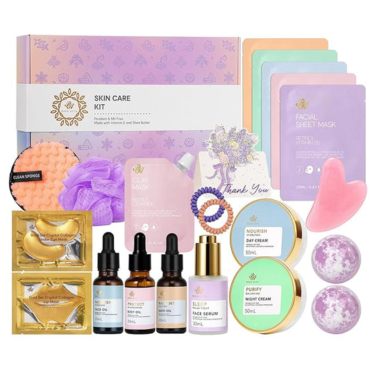 Mother's Day Gifts for Mom, 23 Pcs Hydrating Face Skin Care Set, Bath and Body Gifts Basket Set for Women, Anniversary, Self Care Gift Set, Present, Birthday Gift, Christmas, Anniversary, Teen, Wife