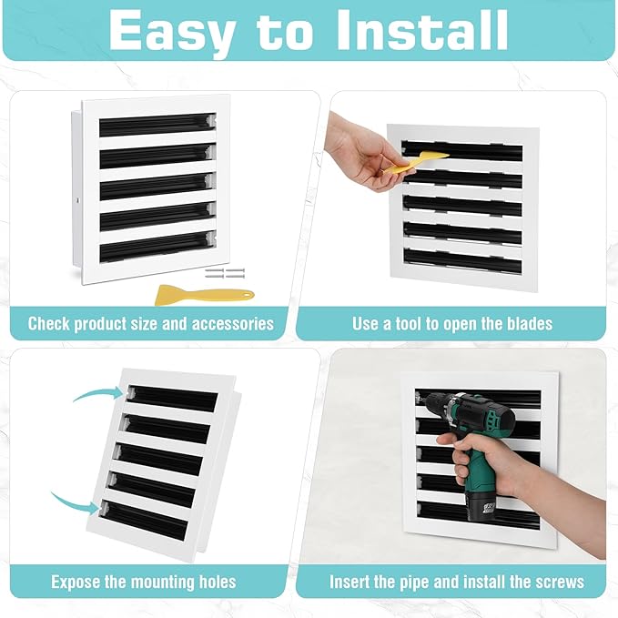 10x10 Modern AC Vent Cover, Decorative White Air Vent (Duct Opening Cutout), All Aluminium Standard Linear Slot Diffuser, Low Noise - Register Grille for Ceiling, Walls & Floors