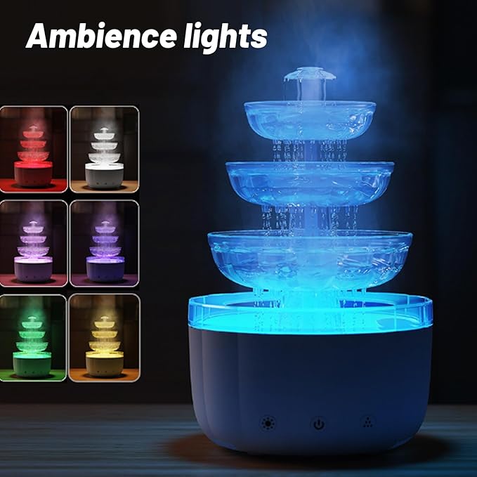 AUNMAS Fountain Diffuser Humidifier, Essential Oils Aromatherapy Quiet Operation 500ml Capacity for Bedroom Living Room Office Relaxation