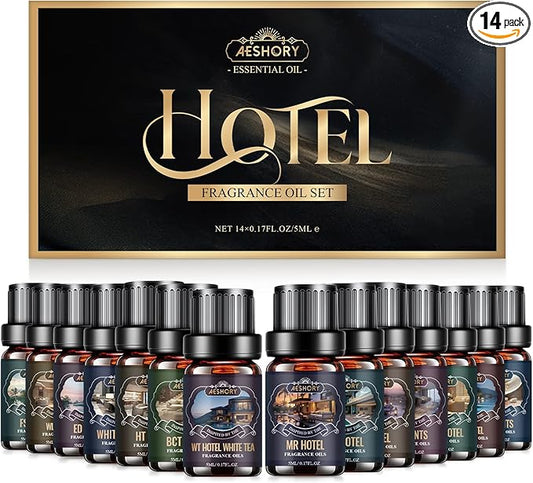 Hotel Diffuser Oils Set - 14Pcs Luxury Fragrance Oil Blend Hotel Scent Essential Oils Set for Diffuser, Soap & Candle Making
