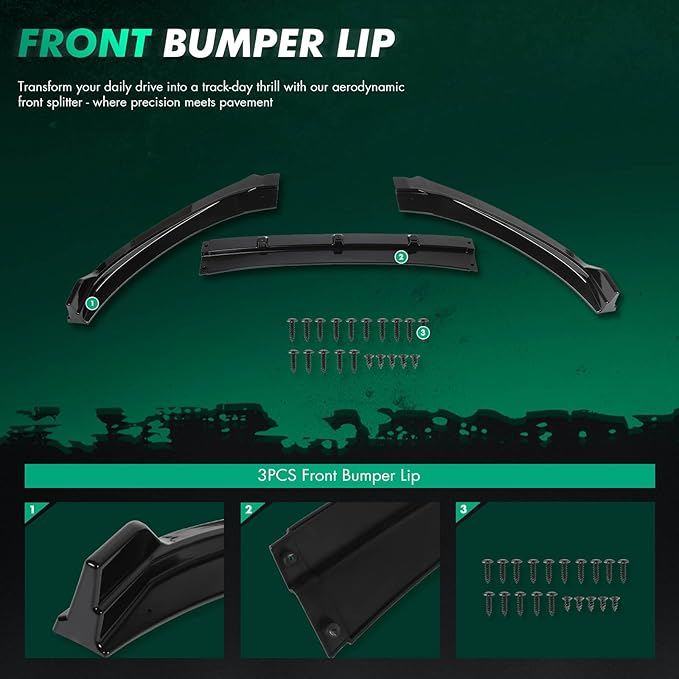 SCITOO Front Lip Spoiler Fits for 2017-2018 for Hyundai Elantra Glossy Black Front Bumper Lip