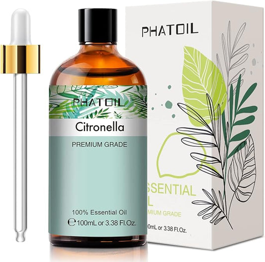 PHATOIL 100ML Citronella Essential Oil, for Aromatherapy Diffusers, Humidifiers, Great for DIY Candle and Soap Making, Gift for Friend