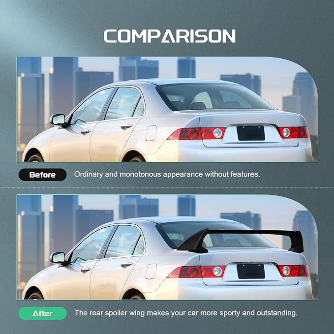 SCITOO ABS Spoiler Wing Fits for 2004-2008 for Acura for TSX 3PCS Matte Black Rear Trunk Spoiler Wing