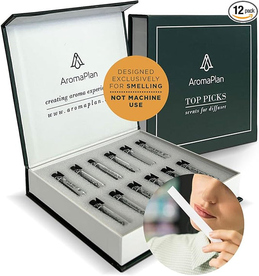 Aromaplan Sample Set, Top Picks Set Collection Exclusively for Smelling, NOT Machine USE - 12 Premium Scent Samples- Discover Our Top Picks Scent Fragrances - USA Fragrance (12 Samples Kit)
