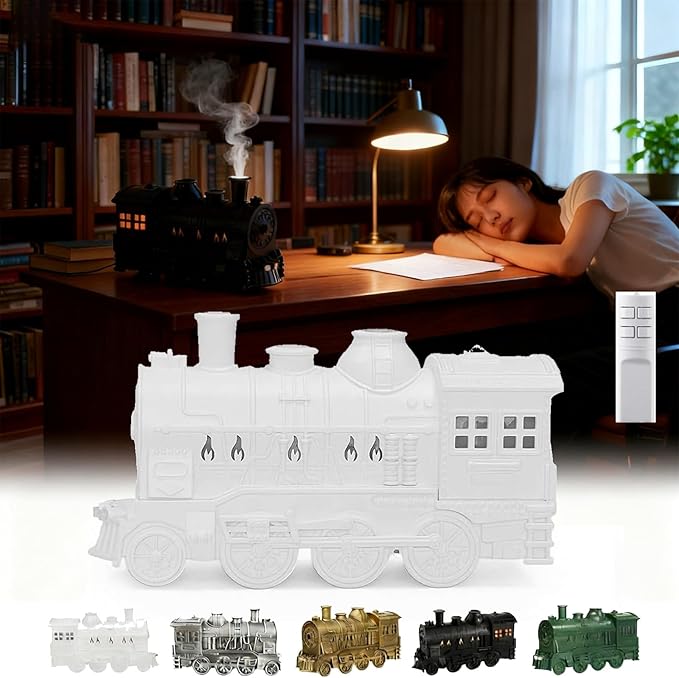 2026 New Train Diffuser, 300ml Train Essential Oil Diffuser – Aromatherapy Humidifier with Dual-Color LED Light, Ultrasonic Cool Mist, Quiet Auto Shut-Off Steam for Home & Office (White, Remote)