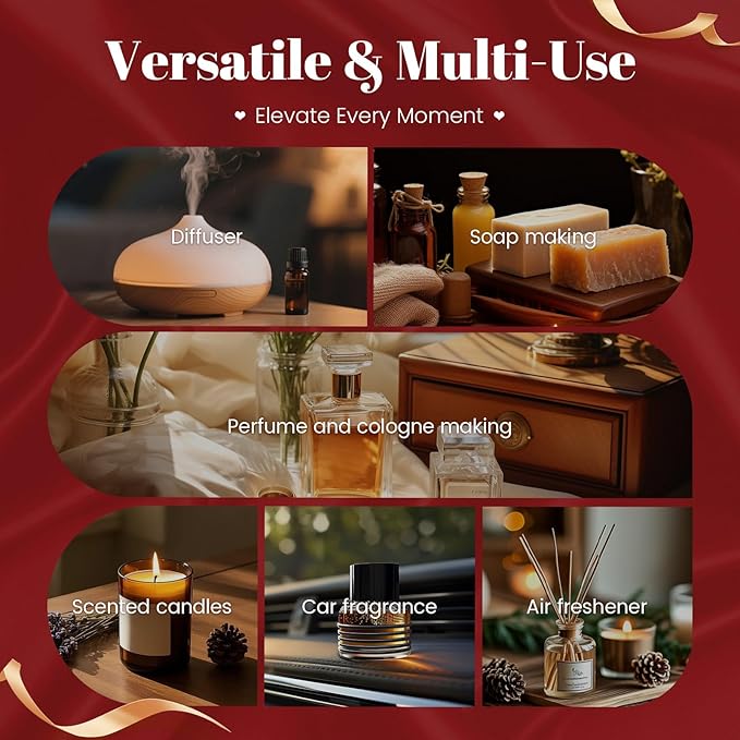 Date Night Fragrance Oils Set, Premium Essential Oils Set for Candle & Soap Making, Scented Oils for Perfume, Rose of Turkish, Romance Water, Valentines Day Gifts for Women