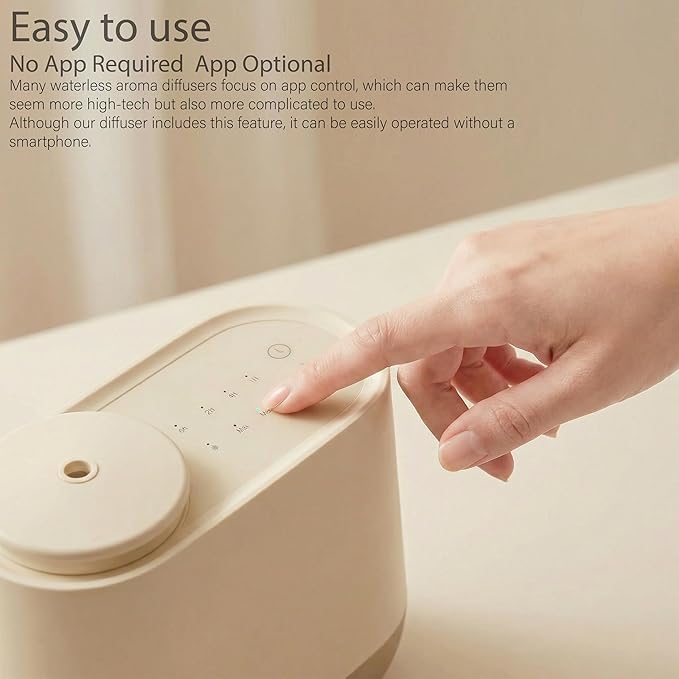 Low Noise Waterless Aroma Diffuser (200ml) – 39dB Ultra Quiet, No Water Needed, App Optional, Strong Scent for Large Rooms, Bedroom, Yoga, Office (Black)