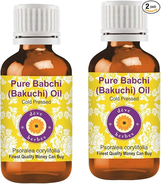 dève herbes Babchi (Bakuchi) Oil (Psoralea corylifolia) | Cold Pressed | Pure | Natural | For Diluting Essential oils | For Skin & Massage | Non-Sticky | Lightweight | Unisex | 100ml X 2 (6.76 oz)