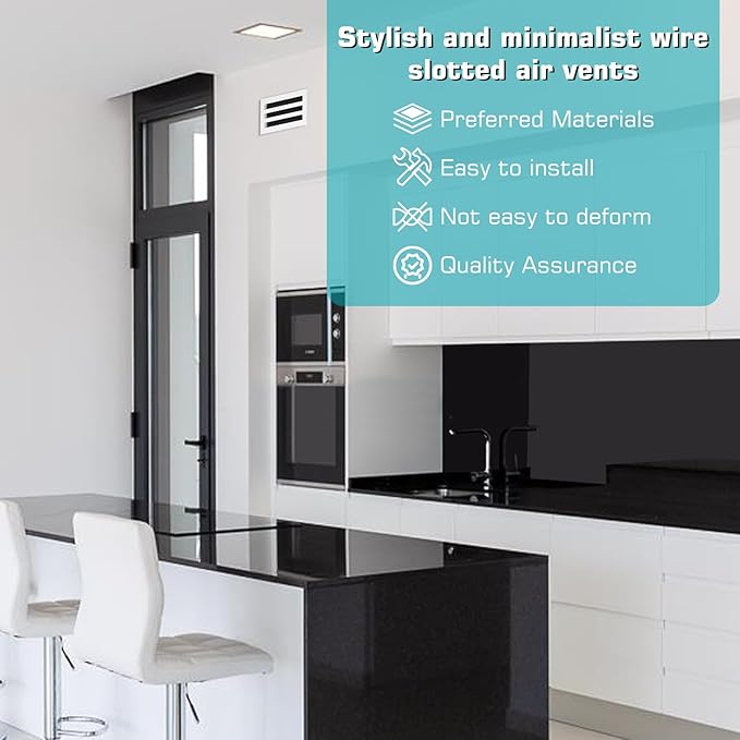 10x6 Modern AC Vent Cover, Decorative White Air Vent (Duct Opening Cutout), All Aluminium Standard Linear Slot Diffuser, Low Noise - Register Grille for Ceiling, Walls & Floors