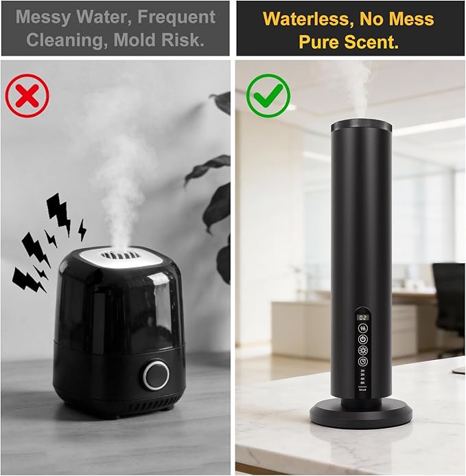 Hotel Waterless Scent Diffuser Starter Kit | 1500 Sq Ft Cold Air Essential Oil Diffuser with Bluetooth | Rechargeable Cordless Portable | Bedroom Office Home Spas | 4 X 20ml Hotel Essential Oil