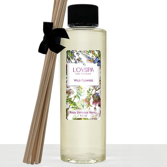 LOVSPA Wild Flowers Diffuser Oil - Luxury Essential Oils for Diffuser Refill & Air Freshener Room Spray - Long-Lasting & Natural Home Fragrance, Scented Oil for Diffusers, USA Made, 4oz