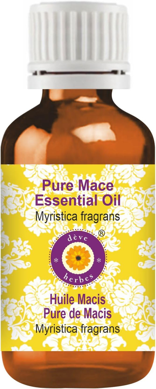 dève herbes Pure Mace Essential Oil (Myristica fragrans) Steam Distilled 100ml (3.38 oz)