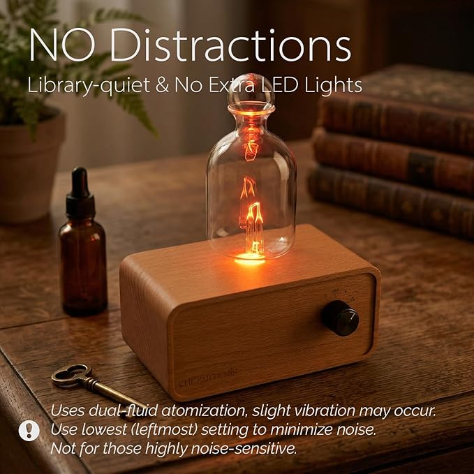 Aria Waterless Diffuser for Essential Oils, Retro Glass Nebulizing Diffuser with Solid Wood Base, Cordless Aromatherapy Dispenser for Large Room, Rechargeable for Home Office Yoga, LED & Timer