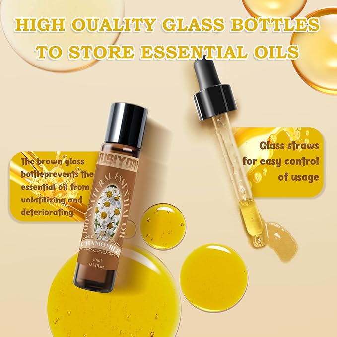 Chamomile Essential Oil 10ML - 100% Pure and Natural Therapeutic Grade Oils for Aromatherapy Diffuser - 0.34 Fl Oz/Chamomile