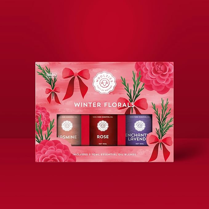 Winter Florals Essential Oil Blend Set | Jasmine, Rose & Enchanting Lavender | Aromatherapy Oils for Diffusers & Cozy Holiday Scents | Gift Set of 3