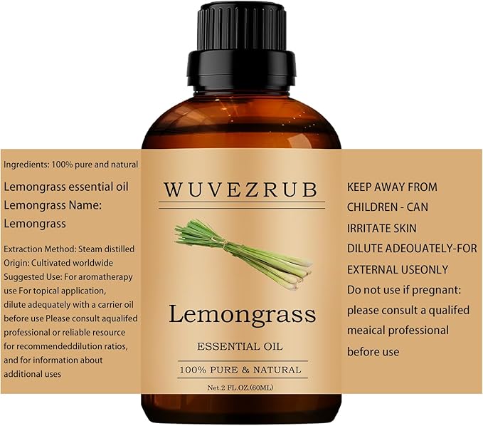 Lemongrass Essential Oils 60ML, 100% Pure and Natural Essential Oil for Aromatherapy Diffuser - 2 Fl Oz/Lemongrass