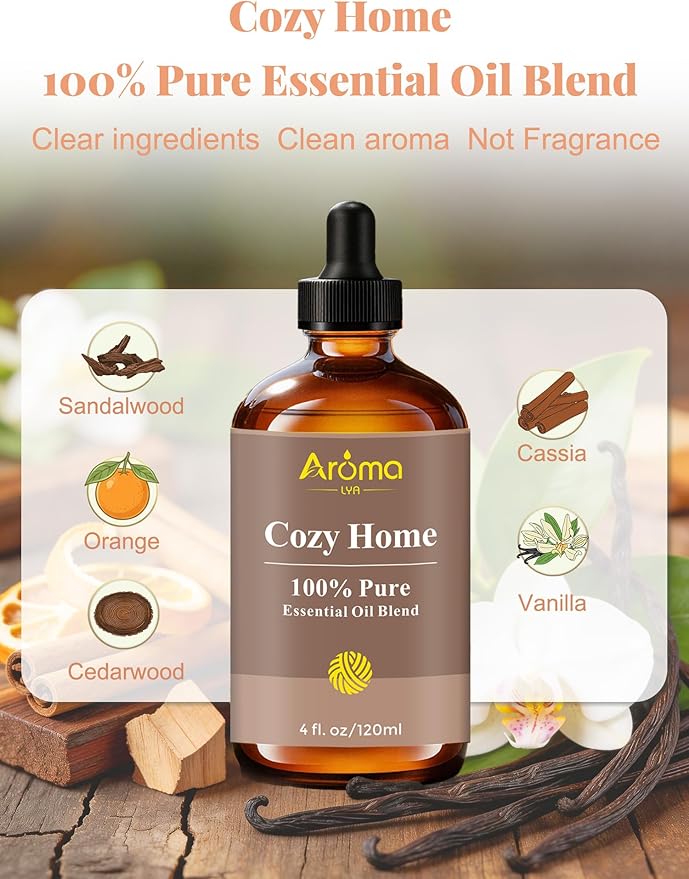 Cozy Home — A 100% Pure Essential Oil Blend Warm-Woods Blend that Makes Your Space Feel Instantly Inviting, Relaxed, and Lived-in—Never Sleepy