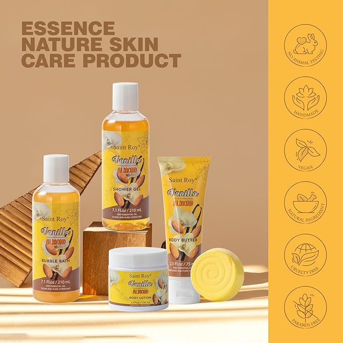 Large basket 25 pcs for Women & Men Gifts, Vanilla Honey & Almond Bath & Body Gift Basket, Face Skin Care Kit, Home Spa Gift Set, Self-Care Kit, Necklace, Birthday, Christmas, Mother Day, Anniversary