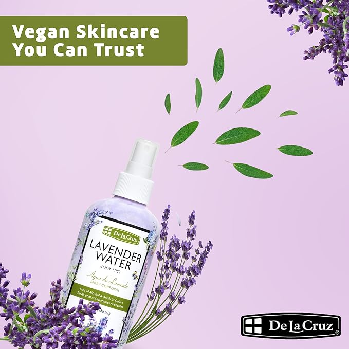 De La Cruz Lavender Water Body Mist - Lavender Spray body mist With Pure Lavender Essential Oil 8 fl oz (236 mL)