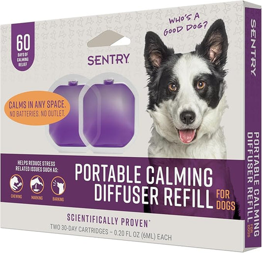 Sentry Behavior Portable Calming Diffuser Refill for Dogs, Reduces Response to Normal Stress and Bad Behavior with Calming Phereomones, Easy-to-use Portable Design, 60 Day Release