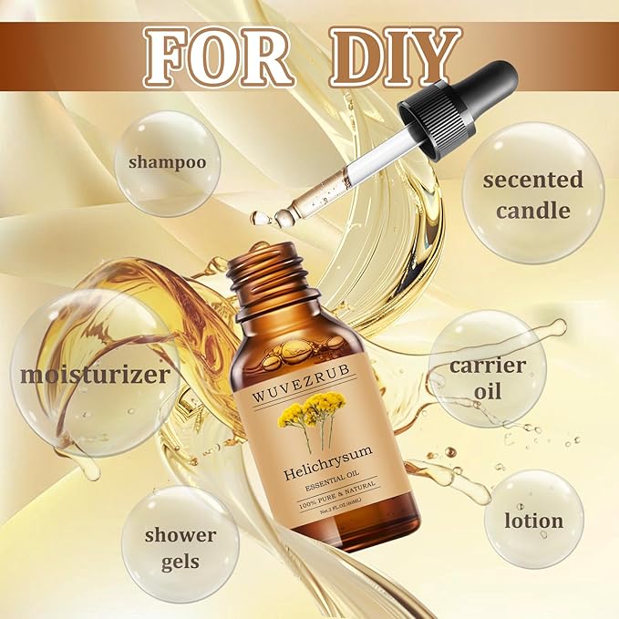 Helichrysum Essential Oils 60ML, Pure Helichrysum Essential Oil for Aromatherapy Diffuser - 2 Fl Oz