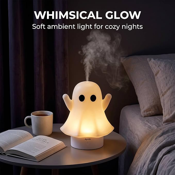Aozale Cute Ghost Essential Oil Diffuser, 120ML Ultrasonic Cool Mist Mini Humidifier with 7-Color LED, Auto Shut-Off, Aromatherapy Diffuser for Home, Bedroom & Office, Ideal Gifts for Women & Kids