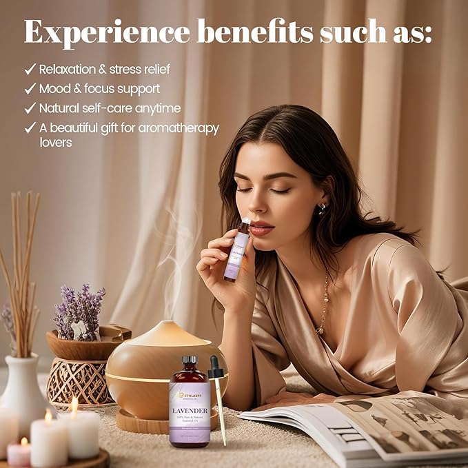 Lavender Essential Oil 4.33 Fl Oz, 100% Natural Lavender Oil Premium Grade for Diffusers, Skin Care, Massage, Humidifiers, DIY Candles, Soap Making, Relaxation, Sleep