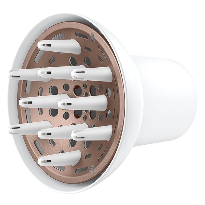 Conair Double Ceramic Universal Diffuser Attachment for Hair Dryer, Volumizing Universal Blow Dryer Diffuser for Frizz-Free Curls, Fits Dryers with Nozzles from 1.75" to 2.1", White