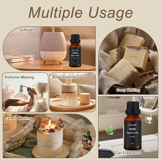 Hotel Collection Diffuser Oil Gift Set, 20ML Luxury Essential Oils Kit for Diffusers Refill for Home Fragrance Oils Inspired by The Ritz Carlton Westin Hilton Marriortt and Four Seasons