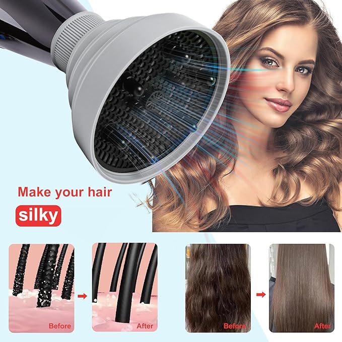 WAJIAYON Universal Collapsible Hair Dryer Diffuser Attachment-Foldable Portable Travel and Easy Storage Fit Most Hair Dryers with Nozzle Diameter D-1.575Inch to 1.968 Inch (4-5cm)- Gray