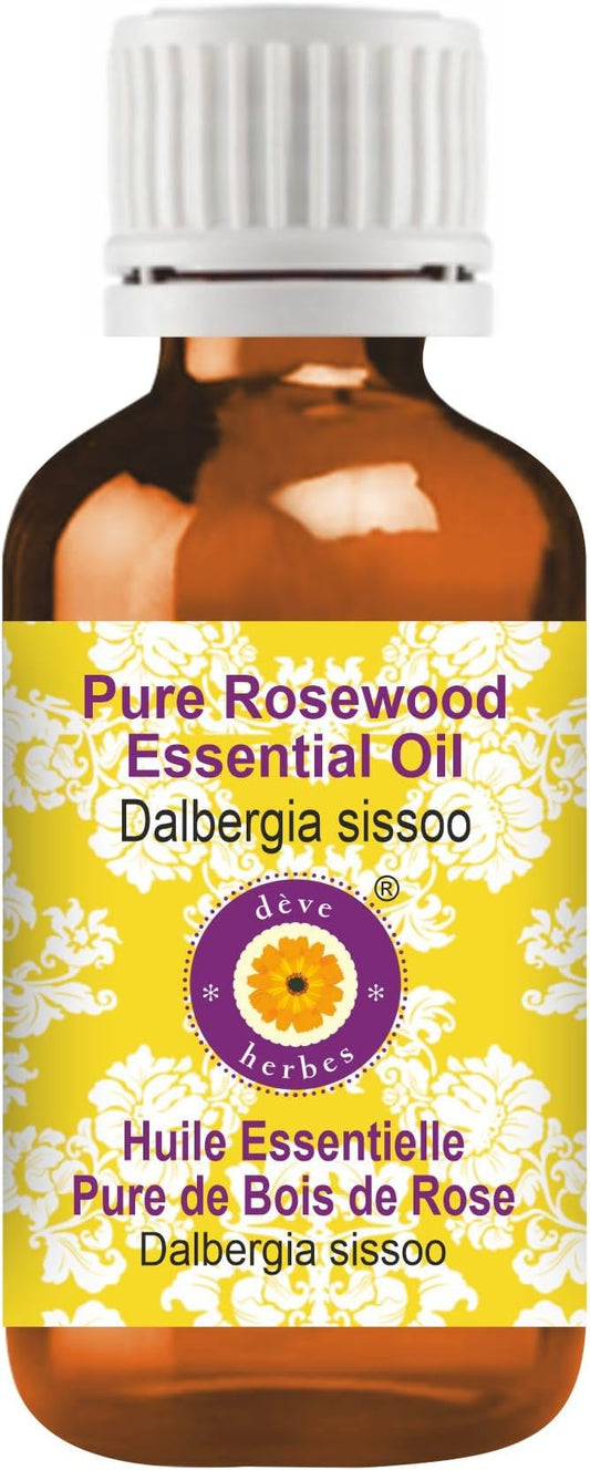 Deve Herbes Pure Rosewood Essential Oil (Dalbergia Sissoo) Steam Distilled 5ml (0.16 oz)