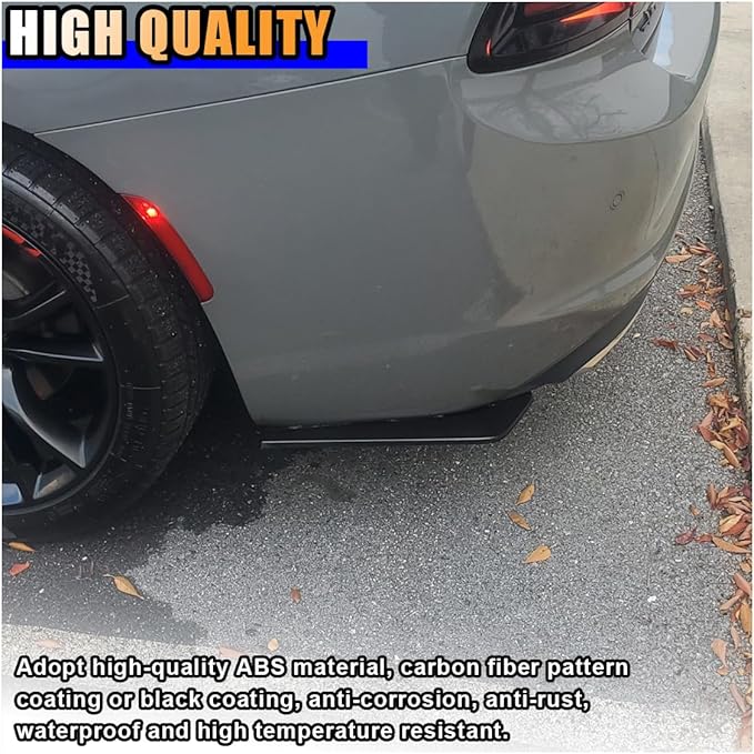 2PCS Universal Car Rear Bumper Lip Splitter Canard Diffuser - Side Fin Fenders Skirt Protector Exterior Decoration Trim for Car (Black)