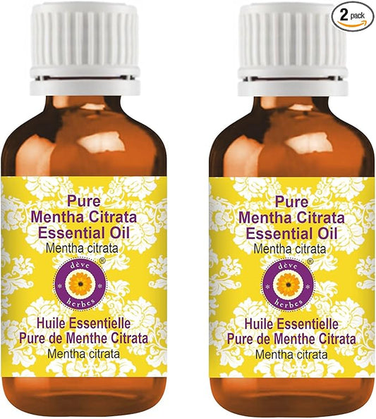 Deve Herbes Pure Mentha Citrata Essential Oil (Mentha citrata) Steam Distilled (Pack of Two) 100ml X 2 (6.76 oz)