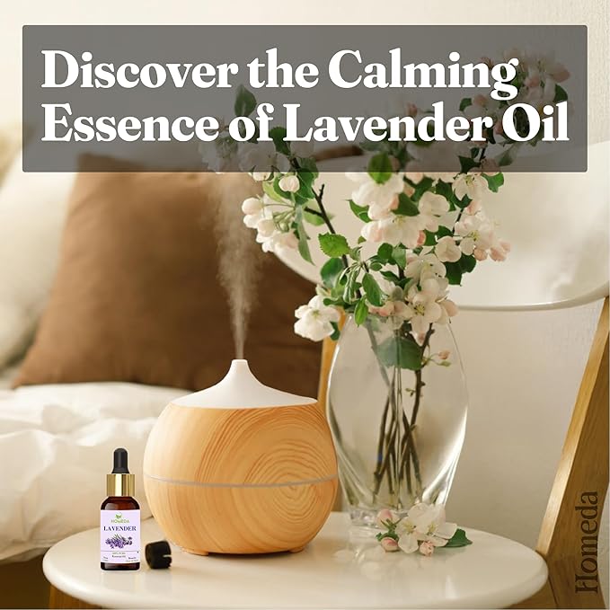 Organic Lavender Essential Oil with Glass Dropper (0.5 fl oz, 15ml), Aceite Esencial De Lavanda, Natural Lavender Oil for Sauna Oil, Diffuser, Skin, Hair, Humidifier, Laundry Soap, Aromatherapy