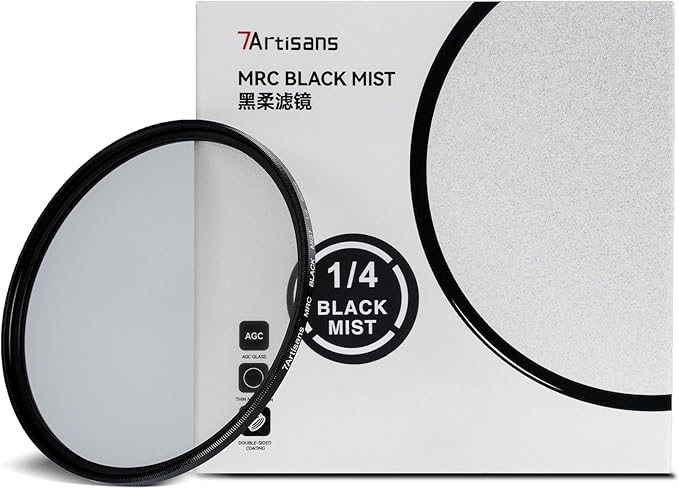 7artisans Black Mist Filter 1/4 Aluminum Alloy Natural Soft Diffuser Effect Dream Cinematic Effect Soft Focus Optical Glass Filter (67mm)