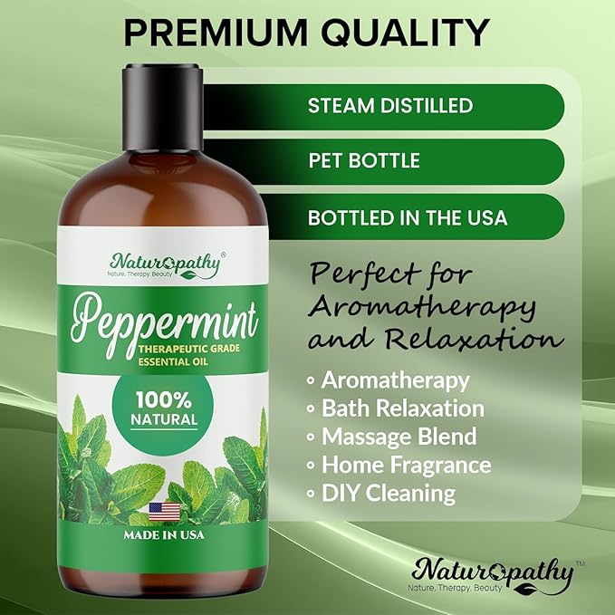 Naturopathy Peppermint Essential Oil, Therapeutic Grade, Premium Quality Perfect for Aromatherapy (16oz, Peppermint)