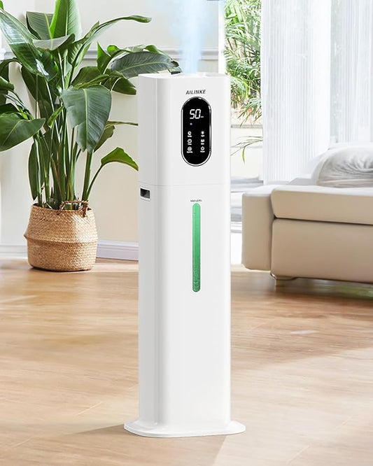 Humidifiers for Bedroom, 2.1Gal/8L Cool Mist Humidifier Large Room 500 sq ft, Humidifiers for Home with Essential Oil Diffuser, Light/Top Fill/Quiet Humidifier for Baby Nursery Office Plants, White