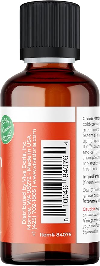 Viva Doria Green Mandarin Essential Oil, 100% Pure, Natural Essential Oil, Undiluted, for Aromatherapy | Food Grade, 30 mL (1 Fluid Ounce)