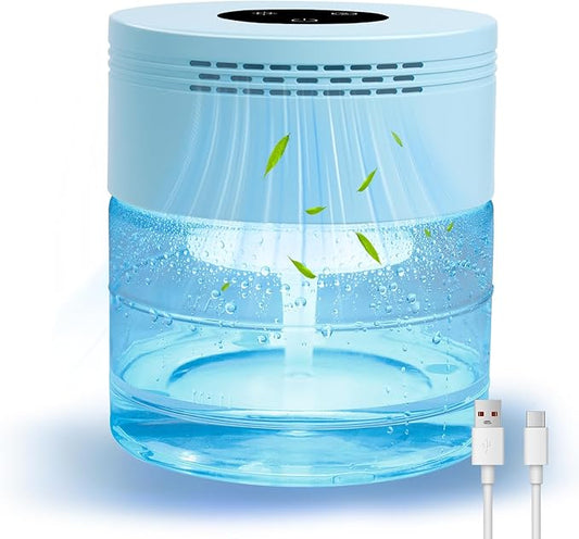 Water Air Purifiers for Home, Water Based Air Purifiers, Quiet 3-Speed Air Washer Aroma Diffuser, 8-Color Light Air Revitalizer, 24H Auto Shut-off Humidifier for Bedroom, Office, Living room, Pet,Blue