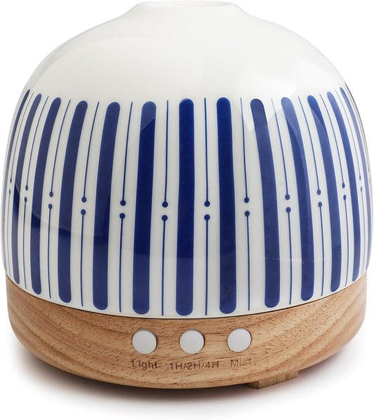 Essential Ceramic Diffuser Round Aroma Diffuser Night Light with Bull Pattern - Nano Water Mist Humidifier Luxurious Style and 300ml Unparalleled Design