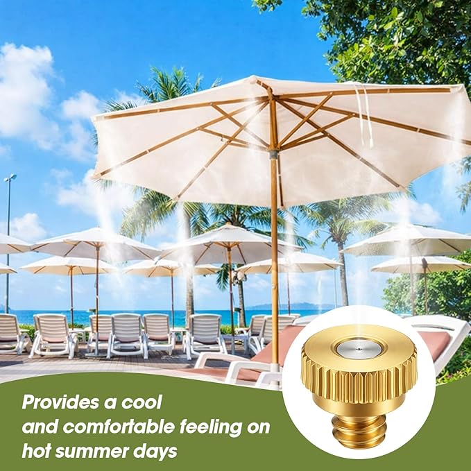 Zhengmy 200 Pcs 0.3mm Brass Misting Nozzles, Mister Nozzles Brass for Outdoor Cooling System Orifice 10/24 UNC Replacement Heads for Outdoor Cooling System
