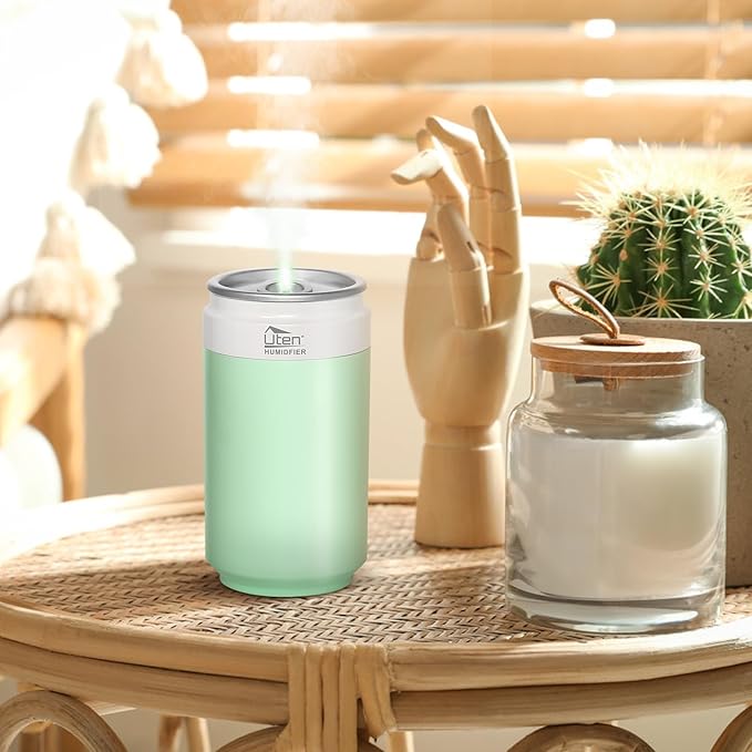 Humidifiers, Humidifier for Bedroom, Can Air Humidifier, Humidifiers for Home and Plants, USB Powered And Battery Powered Portable for Home Office Car Outdoor, 2 Mist Modes, Night Light, Auto-Off