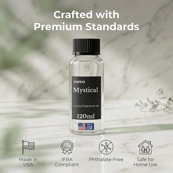 Scentia Mystical Diffuser Oil Refill – Hotel Fragrance Oil Inspired by Wynn Las Vegas – 120 mL – Melon, Raspberry & Jasmine Long-Lasting Scent for Ultrasonic & Waterless Diffusers, Made in USA