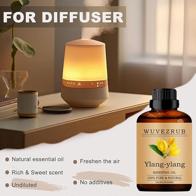 Ylang-Ylang Essential Oil 240ML, 100% Pure and Natural, Aromatherapy Diffuser - 8 Fl Oz