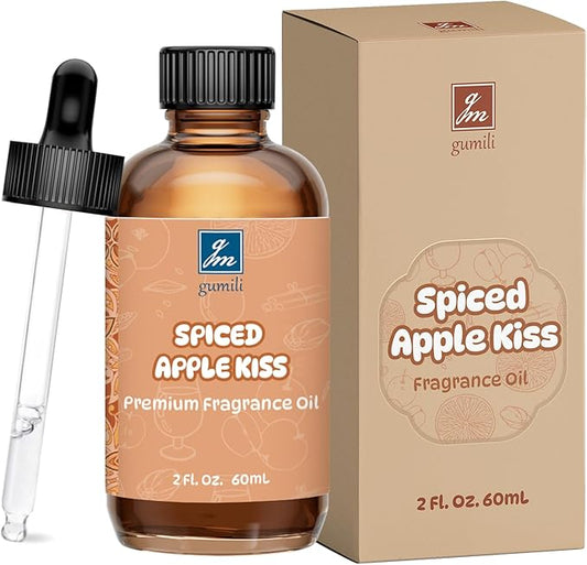 GM Gumili Spiced Apple Kiss Fragrance Oil 2 Oz, Natural Scent Oil for Home Essential Oils Diffuser, Candle Making, Soap Making, DIY Body Oils, Perfume, Body Mist, Spray - Spiced Cider Fall Scent