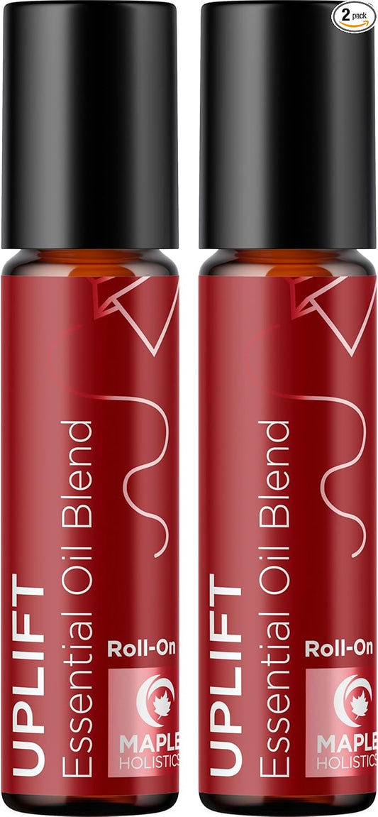 Uplift Essential Oil Roll On - Aromatherapy Essential Oil Roller with Lavender and Citrus Calming Essential Oils - Happy and Relaxing Essential Oil Blend with Orange Lemon & Grapefruit (2 Pack)