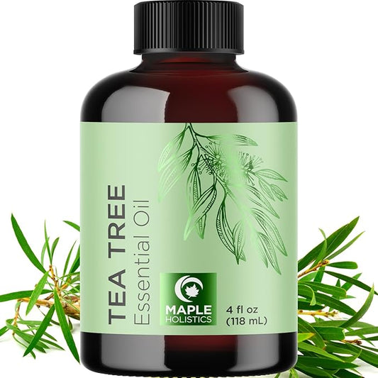 Pure Tea Tree Oil for Hair Skin and Nails - 100% Pure Undiluted Tea Tree Essential Oil with Dropper for Topical Uses Aromatherapy Diffusing and Home and Beauty DIYs - Vegan and Cruelty Free (4 Fl Oz)