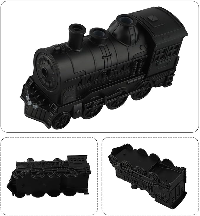 300ml Steam Train Essential Oil Diffuser Cool Mist Humidifier with Retro Design Ultra-Quiet Operation Dual Ambient Light Modes Auto Shut-Off for Bedroom or Office(Black)